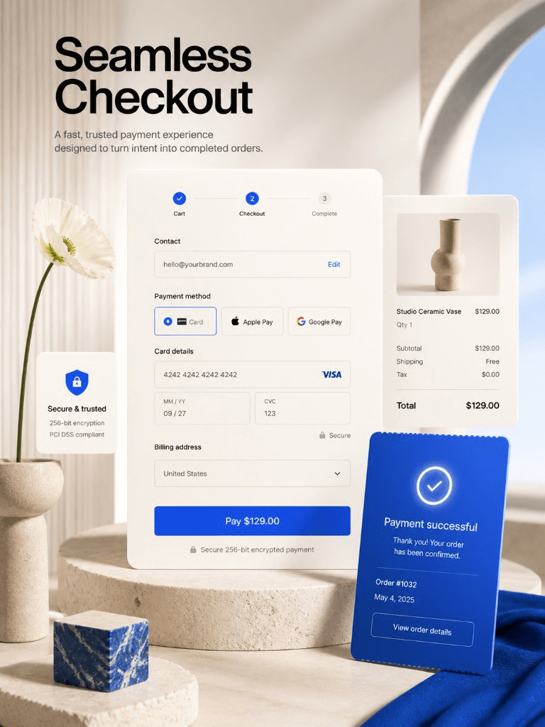 Branded checkout experience composite (built-in checkout in product)
