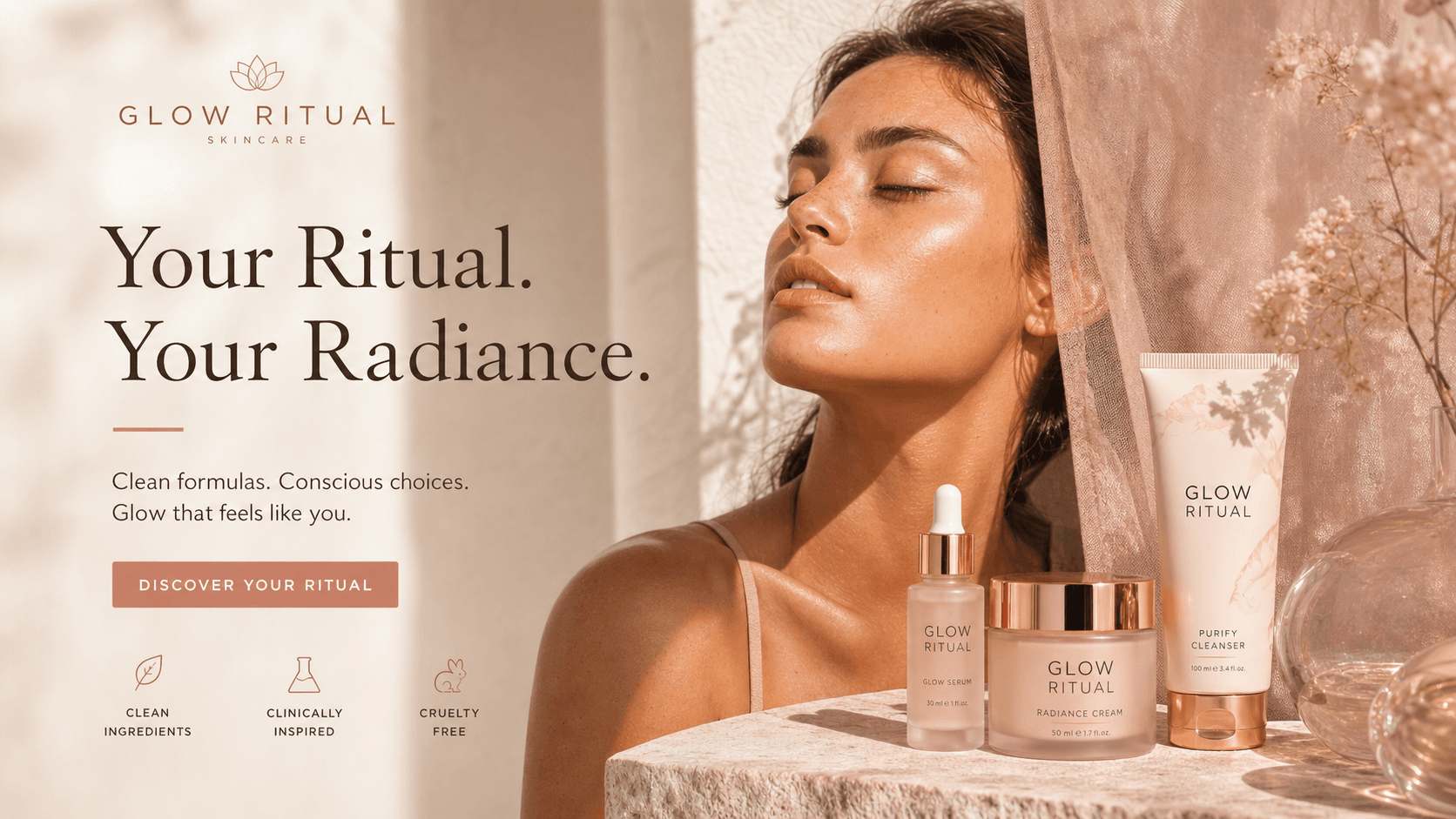 Glow Ritual storefront built with Arkezone